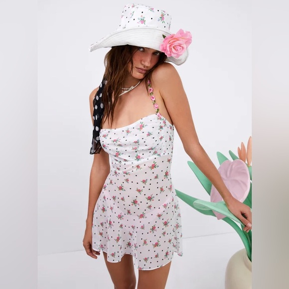 NWT For Love and Lemons Gabrielle Mini Dress, Size Small - Picture 2 of 3
